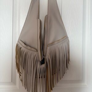 Sash Fringed Leather Shoulder Bag